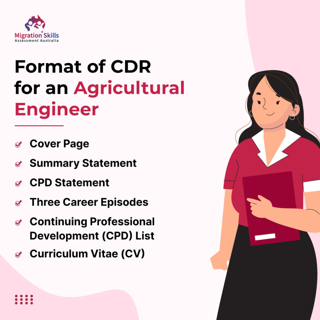 Format of CDR for an agricultural engineer